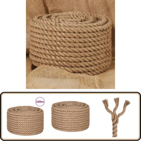 YUZENET Juteseil 1,9 Cm X 61 M – Natürliches Dickes Hanfseil Für DIY, Geländer & Dekoration