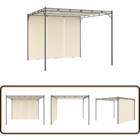 VidaXL Gartenpavillon 3x3m Taupe - Pavillon Mit Seitenvorhängen Aus Polyester