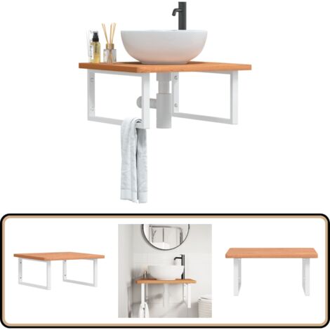 Walnuss Saugnapf Badezimmerregal | Ohne Bohren | 40cm Vintage Regal