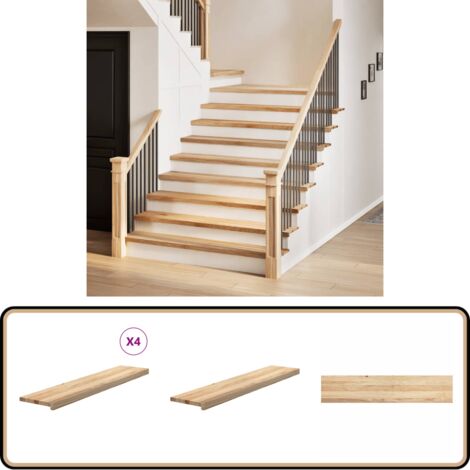4 Stück Treppenstufen Eiche Massiv - 80x30x2 Cm Von VidaXL