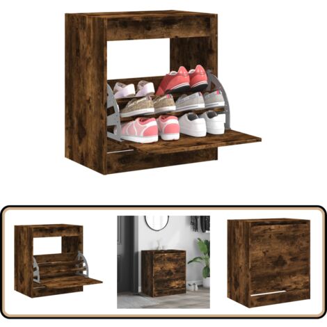Schuhschrank Räuchereiche 60x42x69 cm Holzwerkstoff - Schuhschrank - Schrank Für Schuhe - Schuhregal - Garderobe - Holzwerkstoffmöbel (1/5)