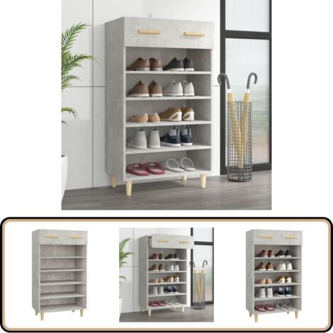 Schuhschrank Betongrau 60x35x105 cm Holzwerkstoff - Holz Schrank - Schuhschrank - Garderobe - Einbauschrank - Regal (1/5)