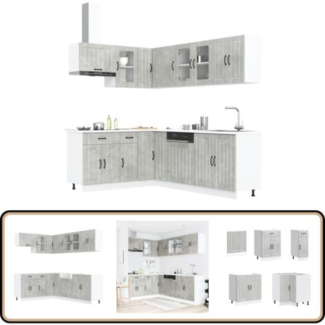 Massbinet 11-tlg. Küchenzeile Lucca Schwarz - Variabel Stellbare Küchenschränke