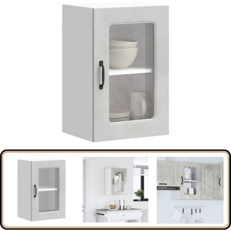 VidaXL Küchenhängeschrank Weiß - Wandschrank Mit Glastüren & Schubladen 59x22,5x74cm