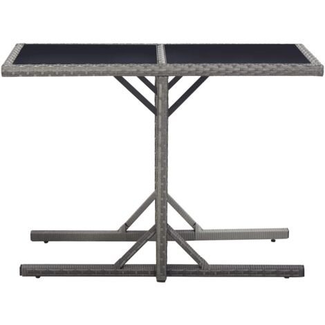 Tavolo da Giardino con Piano Vetro Beige 115x54x74cm Polyrattan 365075