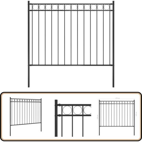 Gartenzaun Mit Bügel-Design Stahl 3,4 X 1 M Schwarz - Gartenzaun - Stahlezaunt - Metallzaun