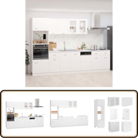 Refined 8-TLG. Küchenzeile Lyon Weiß - Moderne Holzwerkstoff Küchenschränke Mit Viel Stauraum