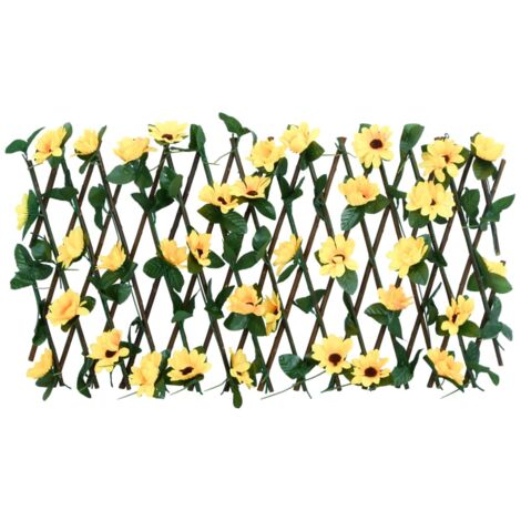 Rankgitter mit Knstlichem Efeu Erweiterbar Gelb 180x20 cm - Gartenzune -  Kunststoffpflanzen - Rankhilfe - Sichtschutz - Gartendeko