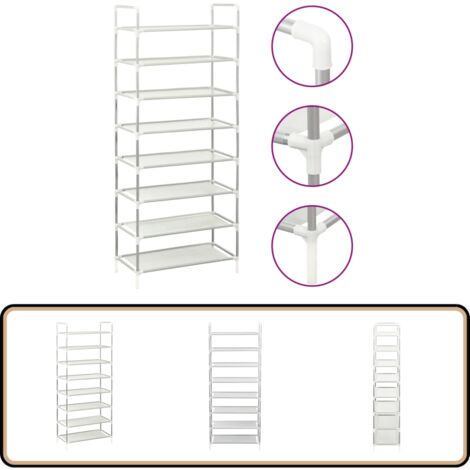 Schmales Schuhregal Stapelbar - 5 Ebenen, 24x71x45 Cm, Aus Metall & Vlies, Für Schrank & Diele