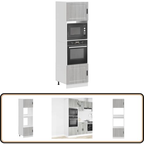 VidaXL Herdumbauschränke 2er Set – Weiß, Holzwerkstoff, 60x57x207 Cm, Mit Verstellbaren Füßen