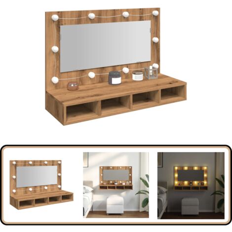 vidaXL Spiegelschrank mit LED Artisan Eichen-Optik 90x31,5x62 cm (1/5)