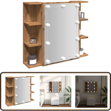 vidaXL Spiegelschrank mit LED Artisan Eichen-Optik 70x16,5x60 cm (1/5)