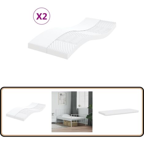 Schaumstoffmatratzen 2 Stk. 90x200 cm 7-Zonen Härtegrad 20 ILD - Schaumstoffmatratze - Doppelbettmatratze - Matratze 90x200 - PU-Schaumstoff - 7-Zonen-Matratze (1/5)