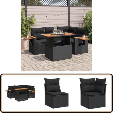 VidaXL 5-teiliges Garten-Set Schwarz Mit Kissen - Eck-Sitzgruppe Mit Stauraum Für 4 Personen
