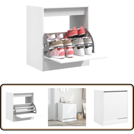 Schuhschrank Weiß 60x42x69 cm Holzwerkstoff - Schuhschrank - Schrank Für Schuhe - Schuhregal - Garderobe - Aufbewahrungssystem (1/5)