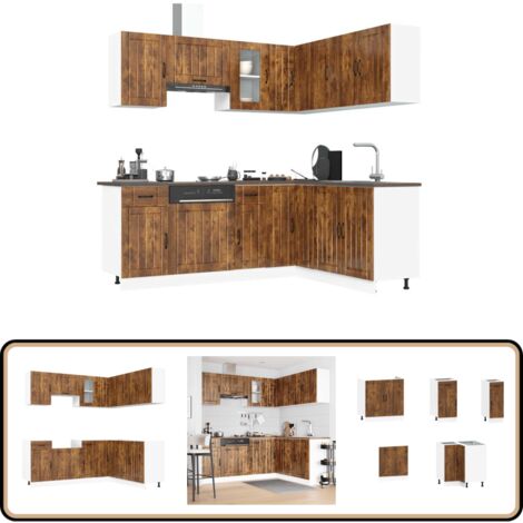 Emmtore 11-tlg. Küchenzeile Räuchereiche - Küchenschrank-Set Aus Holzwerkstoff