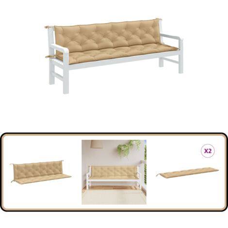 VidaXL Gartenbank-Auflage Melange Anthrazit – 200x50x7 Cm, Aus Polyester Mit Hohlfaser-Füllung, UV-beständig, Mit Befestigungsschnüren