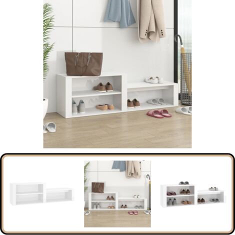 Schuhschrank Hochglanz-Weiß 150x35x45 cm Holzwerkstoff - Schuhschrank - Holzwerkstoff Schrank - Garderobe - Flurmöbel - Weißer Schuhschrank (1/5)