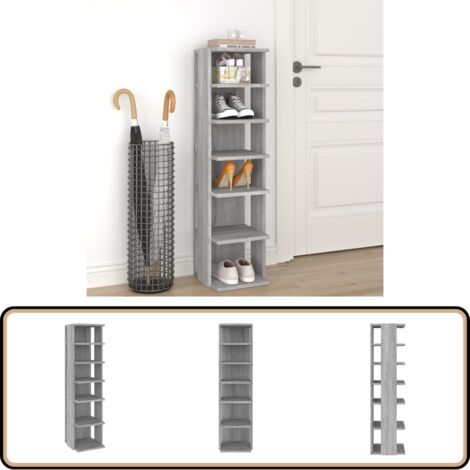 Schuhregal Grau Sonoma 27,5x27x102 cm Holzwerkstoff - Schuhregal - Schuhschrank - Garderobe - Aufbewahrung - Organisation (1/5)