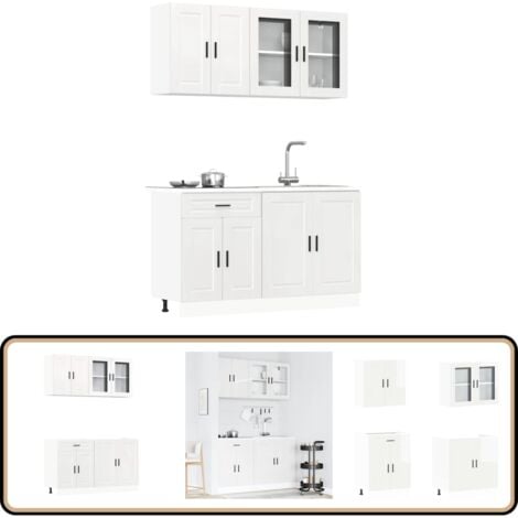 4-teilige Küchenzeile | Weiß | Unterschränke & Hängeschränke | Holzwerkstoff