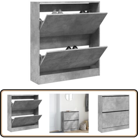 Schuhschrank Betongrau 80x21x87,5 cm Holzwerkstoff - Schuhschrank - Schuhregal - Garderobe - Einbauschrank - Platzsparend (1/5)