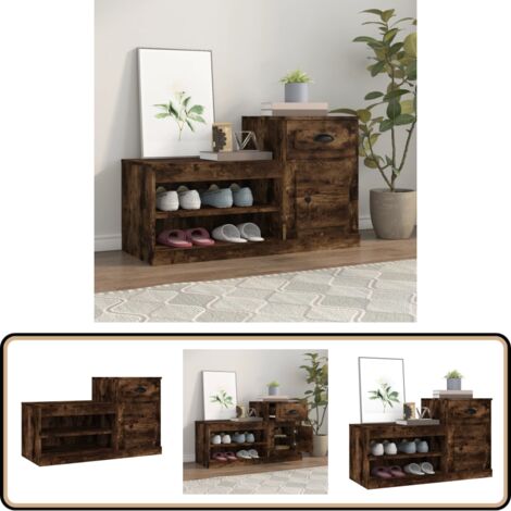 Schuhschrank Räuchereiche 100x42x60 cm Holzwerkstoff - Schuhschrank - Holzwerkstoff - Regal - Garderobe - Aufbewahrung (1/5)