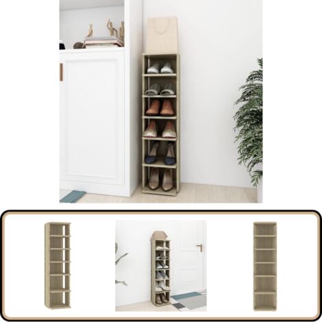 Schuhschrank Sonoma-Eiche 27,5x27x102 cm Holzwerkstoff - Schuhschrank - Holzwerkstoff - Schuhregal - Garderobe - Aufbewahrung (1/5)