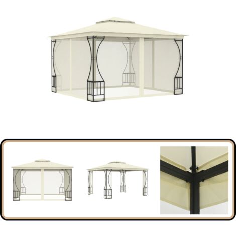 Pavillon mit Netz 300x300x265 cm Creme - Gartenpavillon - Partyzelt ...