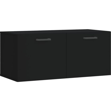 Annlera Wandschrank Schwarz 100x36,5x35 Cm - 2 Schubladen, Holzwerkstoff, Für Bad & Wohnzimmer