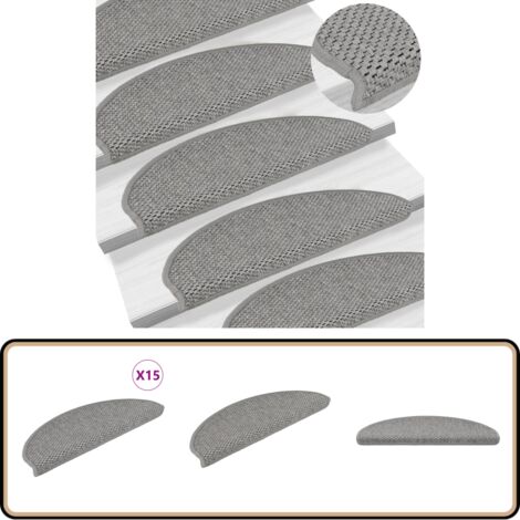 15 Stück Stufenmatten Selbstklebend - Rutschfeste Treppen-Teppiche In Hellgrau