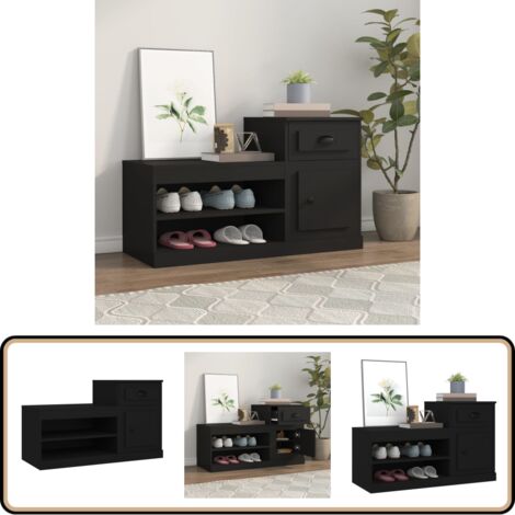 Schuhschrank Schwarz 100x42x60 cm Holzwerkstoff - Schuhschrank - Garderobe - Aufbewahrung - Organisation - Wohnzimmermöbel (1/5)