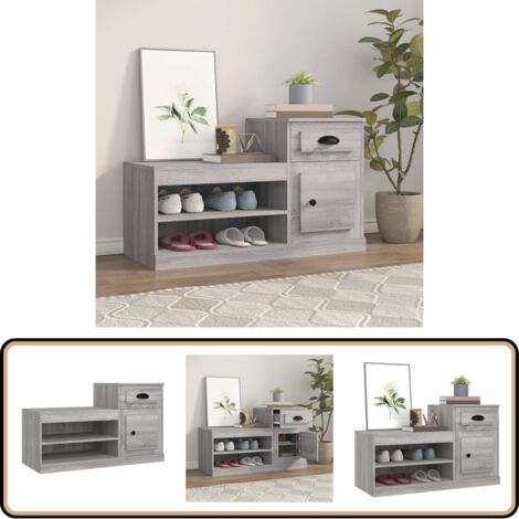 Schuhschrank Grau Sonoma 100x42x60 cm Holzwerkstoff - Schuhschrank - Holzwerkstoff - Grau - Garderobe - Aufbewahrung (1/5)