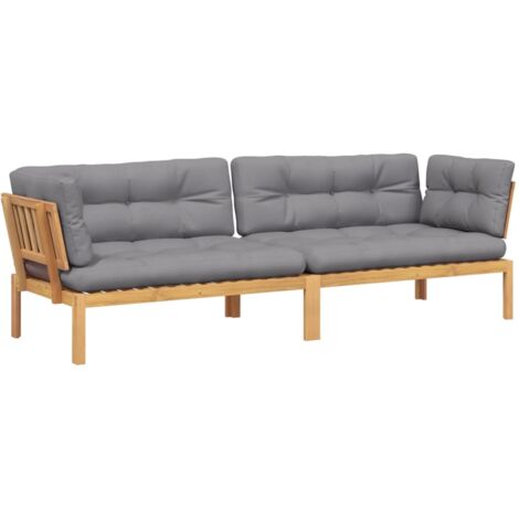 YITHOPI Garten-Ecksofas 2-teilig Aus Kiefer-Massivholz – Graue Outdoor-Lounge Möbel