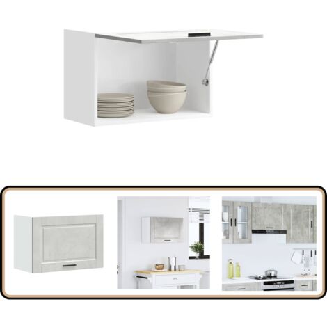 Küchen-Hängeschrank Betongrau - Stauraum Für Teller & Kochzubehör