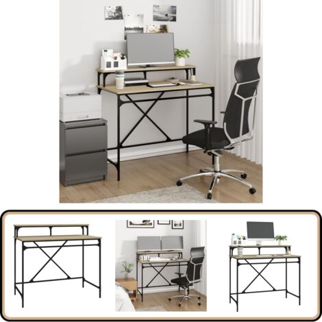 Schreibtisch Sonoma-Eiche 100x50x90 cm Holzwerkstoff und Eisen ...