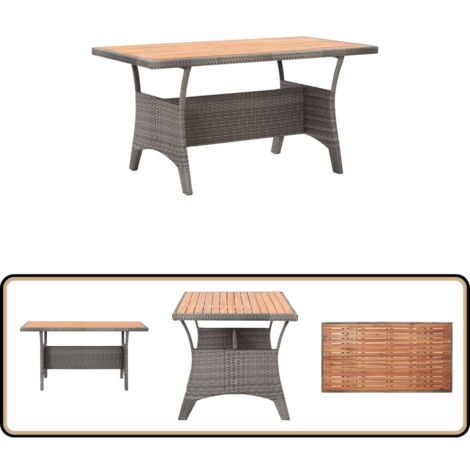Gartentisch Poly Rattan 120x70cm - Dunkelgrauer Outdoor Tisch Für Terrasse