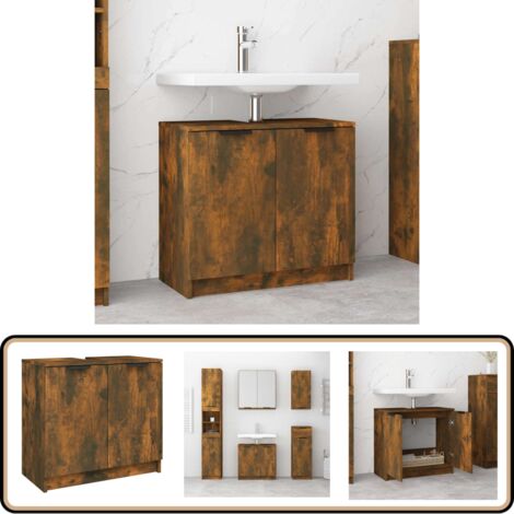 Badschrank Räuchereiche 64,5x33,5x59 cm Holzwerkstoff - Badschrank ...