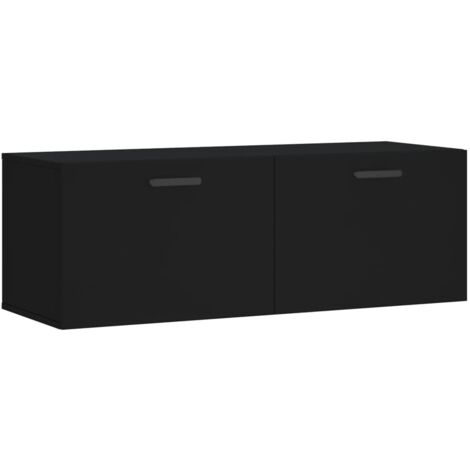 Annlera Wandschrank Schwarz 100x36,5x35 Cm - 2 Schubladen, Holzwerkstoff, Für Bad & Wohnzimmer