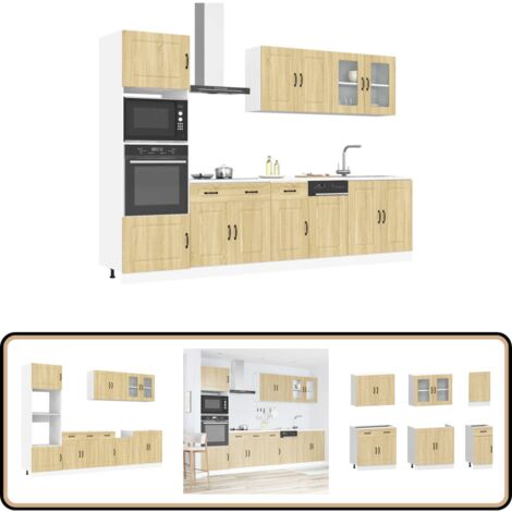 VidaXL Küchenschrank-Set Kalmar - 14-teilige Küchenzeile In Schwarz Mit Viel Stauraum