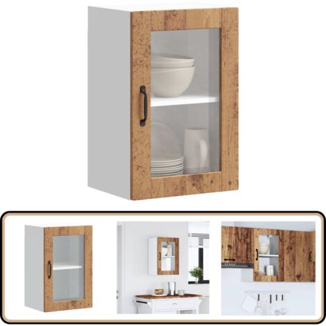 VidaXL Küchenhängeschrank Lucca - Altholz Optik Mit Glastür 60x60cm