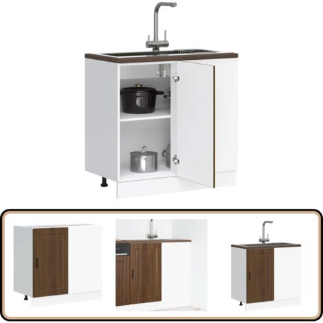 VidaXL 11-tlg. Küchenschrank-Set Kalmar Braun Eich Produktbild-Vorschau 5