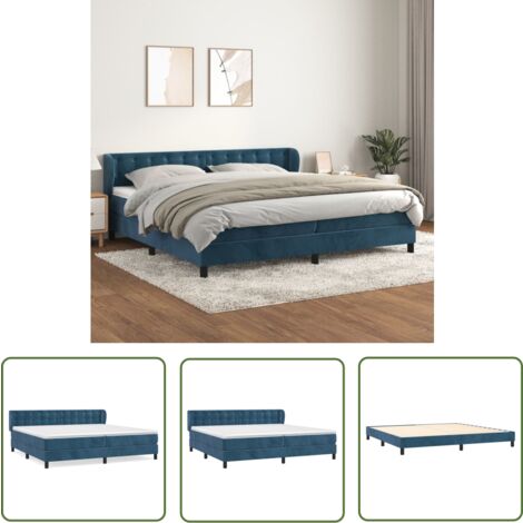 The Living Store Boxspringbett mit Matratze Dunkelblau 200x200 cm Samt - Samtbett - Boxspringbett - Doppelbett - Luxusbett - Bettauflage (1/5)