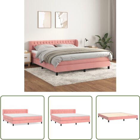 The Living Store Boxspringbett mit Matratze Rosa 160x200 cm Samt - Samtbett - Boxspringbett - Doppelbett - Rosa Bett - Bettenzimmer (1/5)