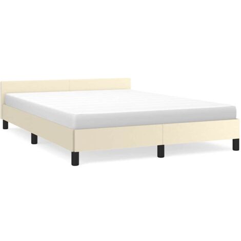 Bettgestell ohne Matratze Creme 120x190 cm Kunstleder