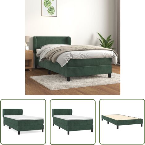 The Living Store Boxspringbett mit Matratze Dunkelgrün 80x200 cm Samt - Samtbett - Boxspringbett - Doppelbett - Bettauflage - Matratze (1/5)