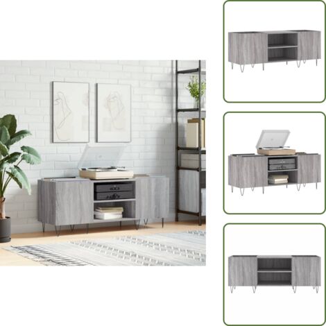 Schallplatten aufbewahren - vidaXL Plattenschrank Grau Sonoma 121x38x48 cm Holzwerkstoff - Schallplattenordnung (1/5)