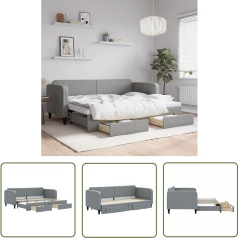 NovaFurnish Polsterbett 2-in-1 Fußhocker & Schlafsofa - Teddy-Stoff Grau Platzsparend