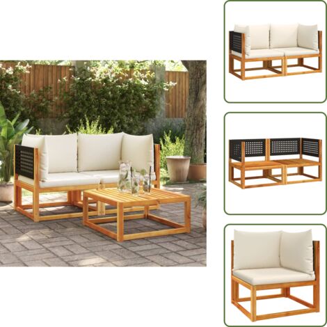 The Living Store Garten-Ecksofas mit Kissen 2 Stk. Massivholz Akazie - Gartenmöbel - Eckbank - Rattan Möbel - Holz Gartenmöbel - Esszimmergarnitur (1/5)