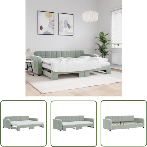 YNYHTER Schlafsofa Ausziehbar 90/180x200cm - Doppelschlafsofa Mit LED Licht & USB Funktion