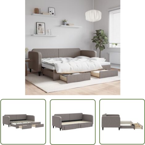 Amorsee Tagesbett Ausziehbar Mit Schubladen - Schlafsofa 80x200 Cm In Taupe